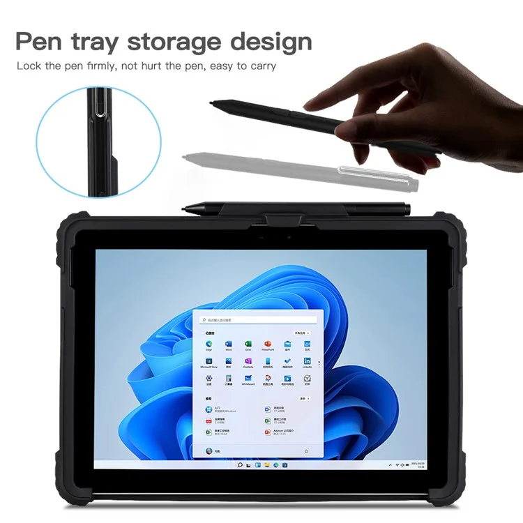 Étui de Protection Pour Microsoft Surface Pro 9 Acrylique + TPU Case D'ordinateur Portable Anti-bas Portable Avec Bandoulière / Fente de Stylo