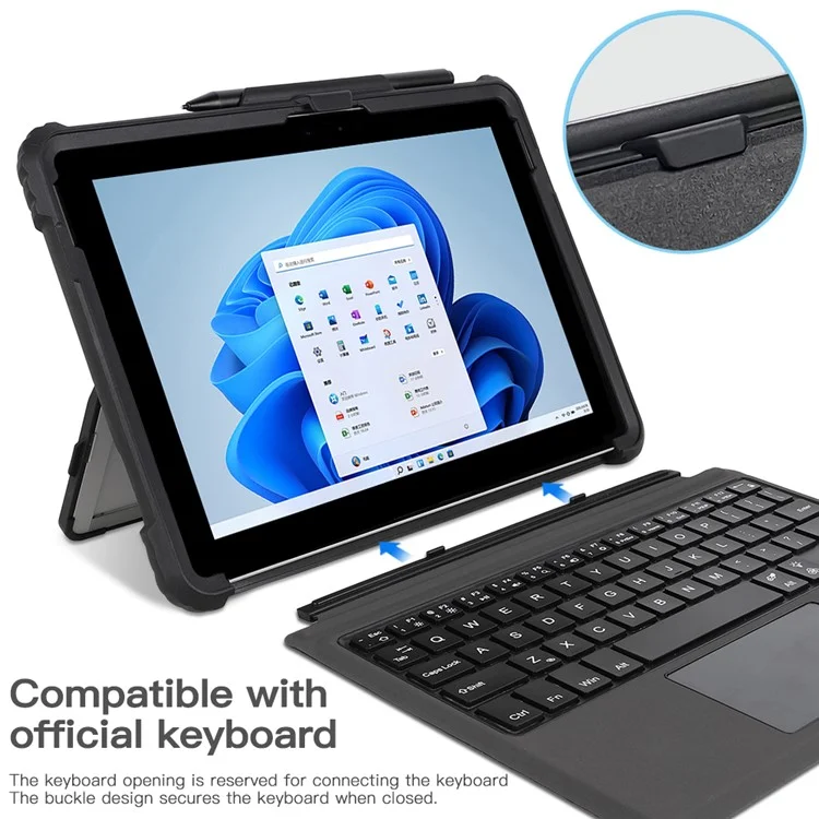 Caso de Protección Para Microsoft Surface Pro 9 Acrílico + TPU Case Transparente Cubierta Portátil Portable Anti-Fall Con Correa Para el Hombro / Ranura Para Pluma