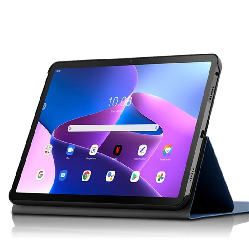 JIUYU dla Lenovo Tab M10 Plus (3. generacja) 125f / 128f odkładana klawiatura zgodna z Bluetooth z uchwytem na zawiasie, etui skórzane - niebieski