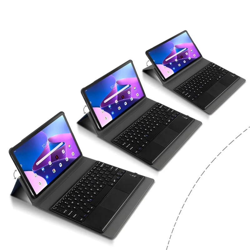 JIUYU dla Lenovo Tab M10 Plus (3. generacja) 125f / 128f odkładana klawiatura zgodna z Bluetooth z uchwytem na zawiasie, etui skórzane - niebieski