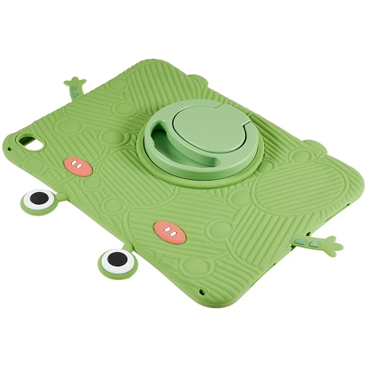For iPad (2025) / 10.9 (2022) Shockproof Tablet Case Cartoon Frog Design Silicone + PC Kickstand Anti-Drop Cover