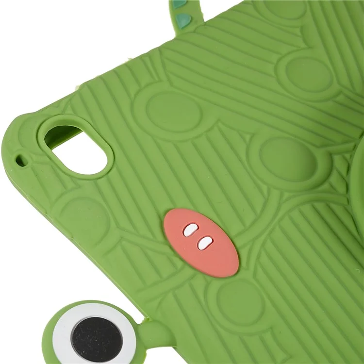 For iPad (2025) / 10.9 (2022) Shockproof Tablet Case Cartoon Frog Design Silicone + PC Kickstand Anti-Drop Cover