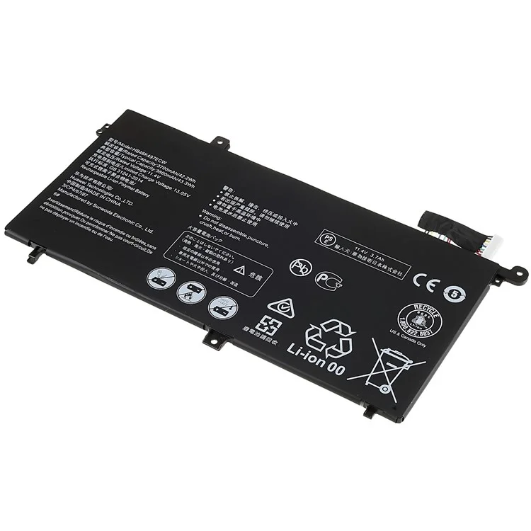 For Huawei Matebook D 2018 11.40V 3700mAh Rechargeable Li-ion Polymer Laptop Battery Assembly Part (Encode: HB46K497ECW)