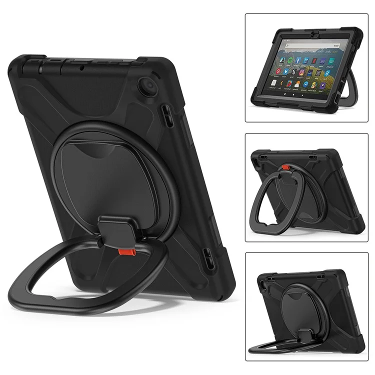 Para Amazon Fire HD 8 (2022) / HD 8 (2024) Bump Proof Tablet Case PC+Silicone Protective Cover with Kickstand - Preto