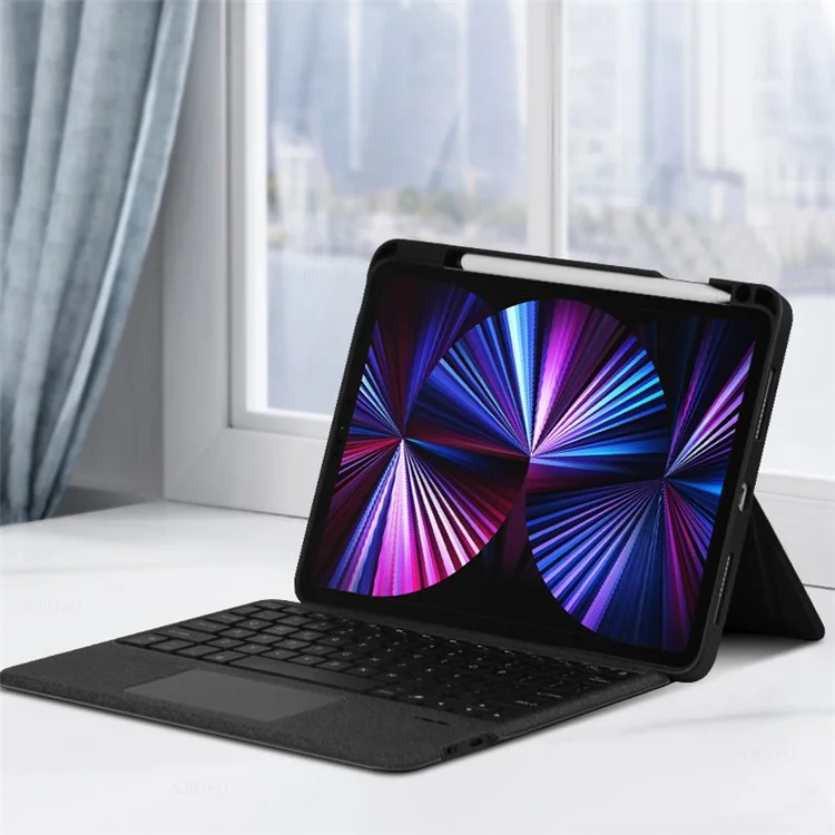 JIUYU For iPad Pro 12.9 (2020) / (2021) / (2022) Detachable Bluetooth-compatible Keyboard with Hinge Stand Leather Case