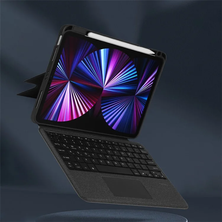 JIUYU For iPad Pro 12.9 (2020) / (2021) / (2022) Detachable Bluetooth-compatible Keyboard with Hinge Stand Leather Case