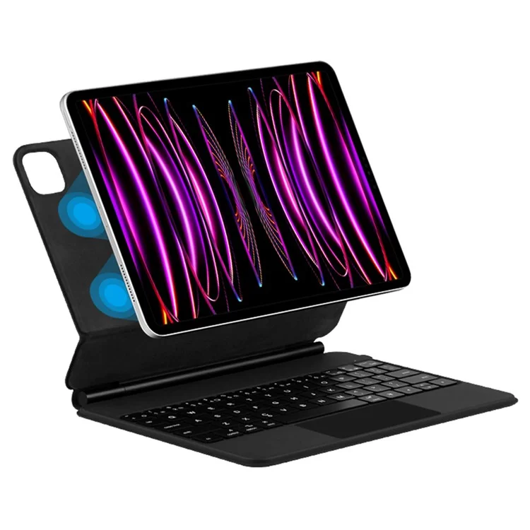 JIUYU Für iPad Pro 11 (2020) / (2021) / (2022) Magnetische Schwebende Bluetooth-Tastatur + Leder-Tablet-Hülle