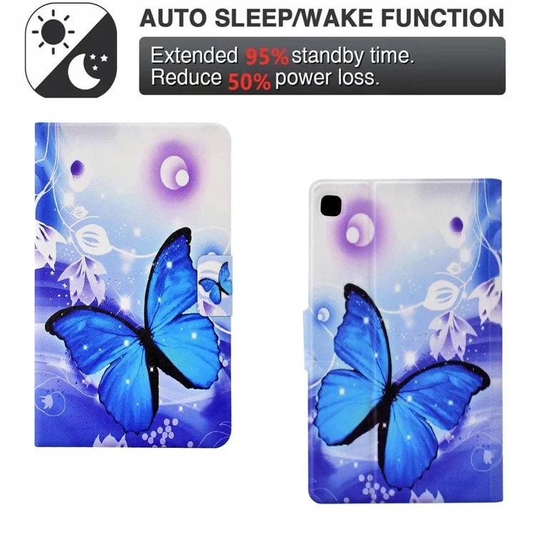 For iPad 10.2 (2021) / (2020) / (2019) / iPad Pro 10.5-inch (2017) Adjustable Stand Auto Wake / Sleep Tablet Case Pattern Printing PU Leather Card Slot Protective Cover - Blue Butterfly