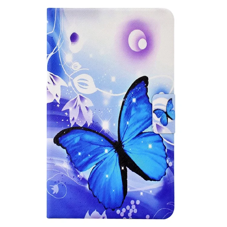 For iPad 10.2 (2021) / (2020) / (2019) / iPad Pro 10.5-inch (2017) Adjustable Stand Auto Wake / Sleep Tablet Case Pattern Printing PU Leather Card Slot Protective Cover - Blue Butterfly