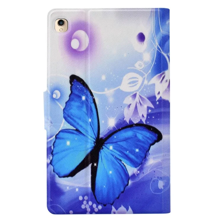 For iPad 10.2 (2021) / (2020) / (2019) / iPad Pro 10.5-inch (2017) Adjustable Stand Auto Wake / Sleep Tablet Case Pattern Printing PU Leather Card Slot Protective Cover - Blue Butterfly