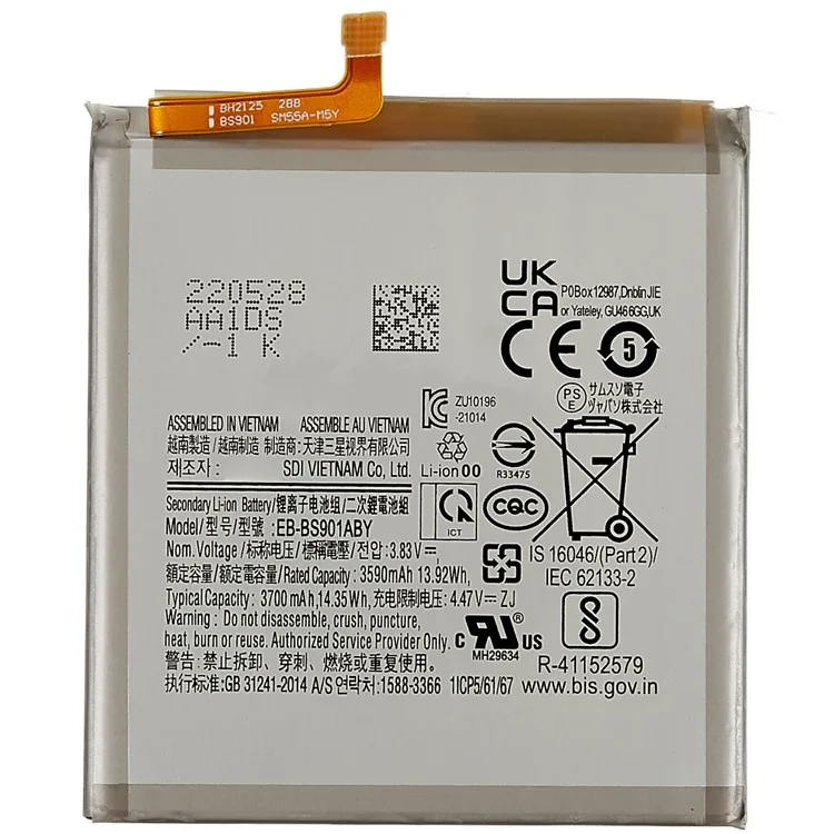 For Samsung Galaxy S22 5G 4.47V 3590mAh Li-ion Polymer Battery Assembly Part (Encode: EB-BS901ABY)