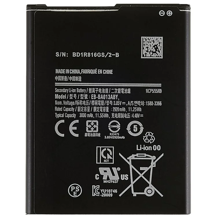 For Samsung Galaxy A01 Core 4.40V 2920mAh Li-ion Battery Assembly Part (Encode: EB-BA013ABY) (without Logo)