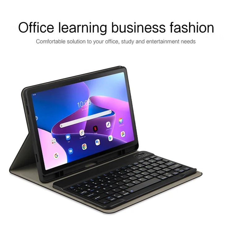 Für Lenovo Tab M10 Plus (3. Generation) Lederständer-Tablet-Hülle mit abnehmbarer magnetischer Wireless-Tastatur (ohne Touchpad) - Schwarz