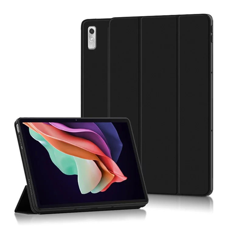 Pour Lenovo Tab P11 Gen 2 Trifold Stand Tablet Case PU Leather Soft TPU Full-Body Protective Cover - Noir