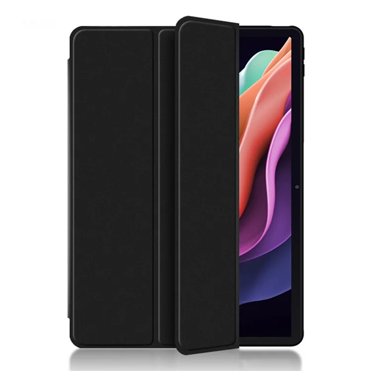 Pour Lenovo Tab P11 Gen 2 Trifold Stand Tablet Case PU Leather Soft TPU Full-Body Protective Cover - Noir