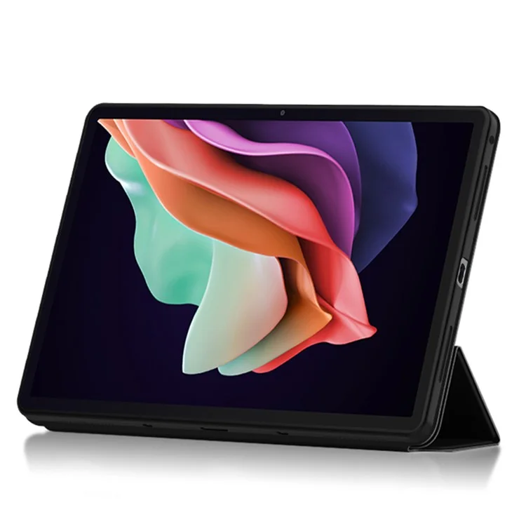 Pour Lenovo Tab P11 Gen 2 Trifold Stand Tablet Case PU Leather Soft TPU Full-Body Protective Cover - Noir