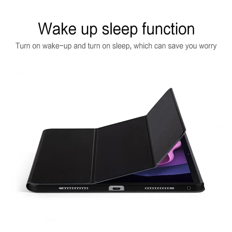 Pour Lenovo Tab P11 Gen 2 Trifold Stand Tablet Case PU Leather Soft TPU Full-Body Protective Cover - Noir