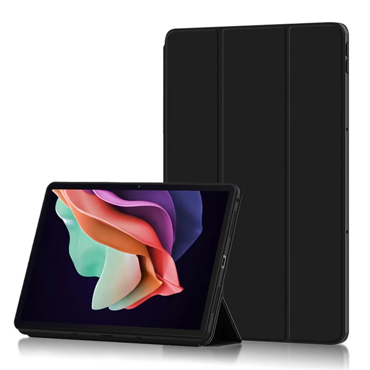 Pour Lenovo Tab P11 Gen 2 Trifold Stand Tablet Case PU Leather Soft TPU Full-Body Protective Cover - Noir