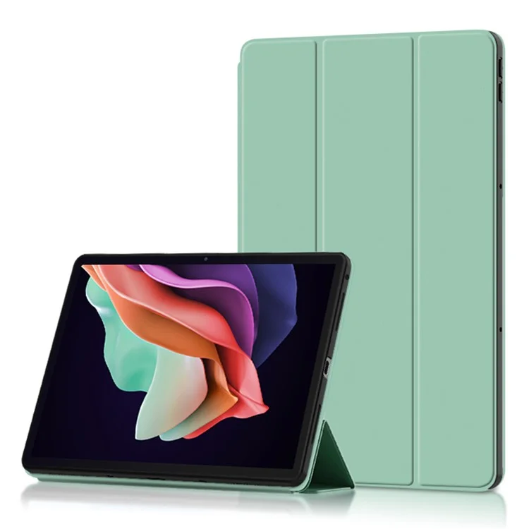 Per Lenovo Tab P11 Gen 2 Trifold Stand Tablet Case PU Leather Soft TPU Full-Body Protective Cover - Verde