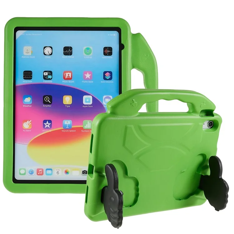 For iPad Air 11 (2025) / (2024) Foldable Thumb Kickstand EVA Tablet Case Fall Protection Cover with Handle - Green