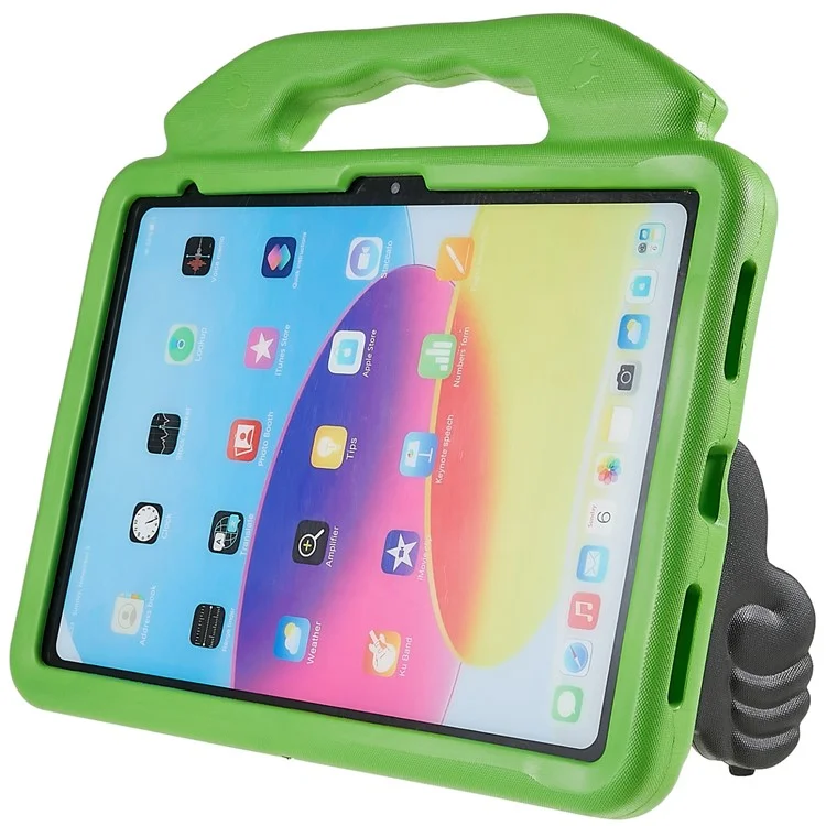 For iPad Air 11 (2025) / (2024) Foldable Thumb Kickstand EVA Tablet Case Fall Protection Cover with Handle - Green