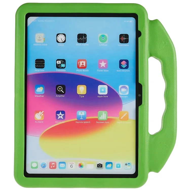 For iPad Air 11 (2025) / (2024) Foldable Thumb Kickstand EVA Tablet Case Fall Protection Cover with Handle - Green