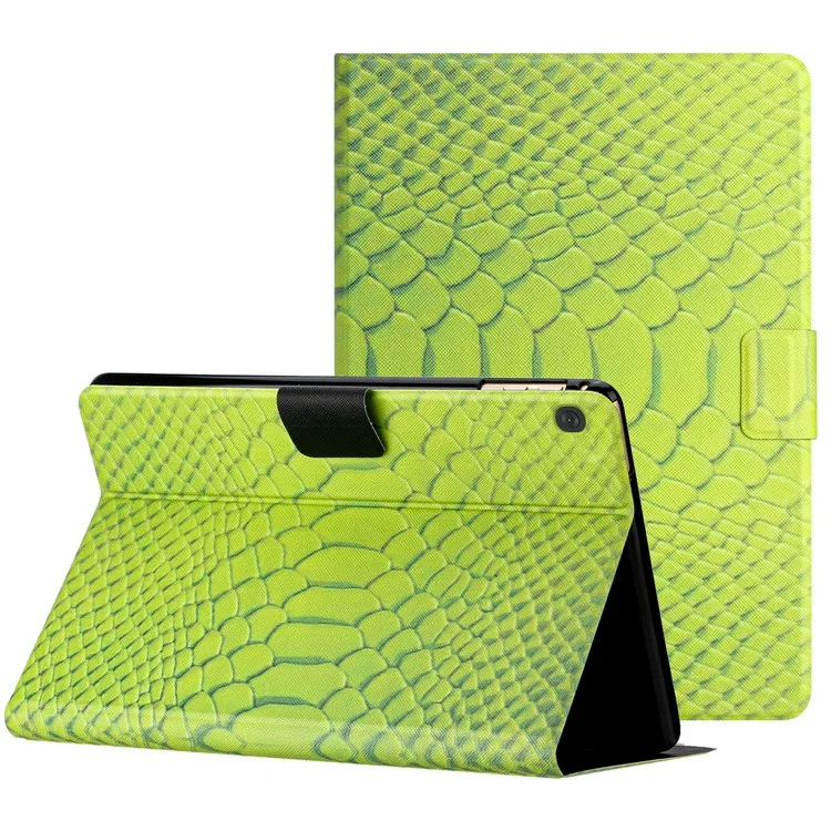 For Lenovo Tab M10 TB-X605F / X505 PU Leather Stand Tablet Case Crocodile Pattern Printing  Shockproof Cover with Card Slot - Green