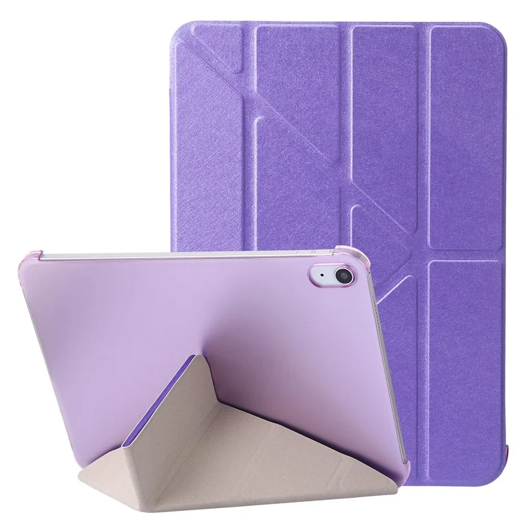 Origami Stand Tablet Cover for iPad (2025) / 10.9 (2022) Silk Texture Auto Wake / Sleep PU Leather Full Protection Case - Purple