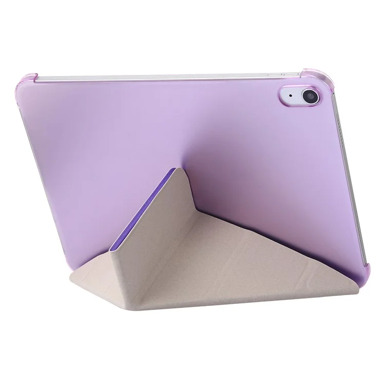 Origami Stand Tablet Cover for iPad (2025) / 10.9 (2022) Silk Texture Auto Wake / Sleep PU Leather Full Protection Case - Purple
