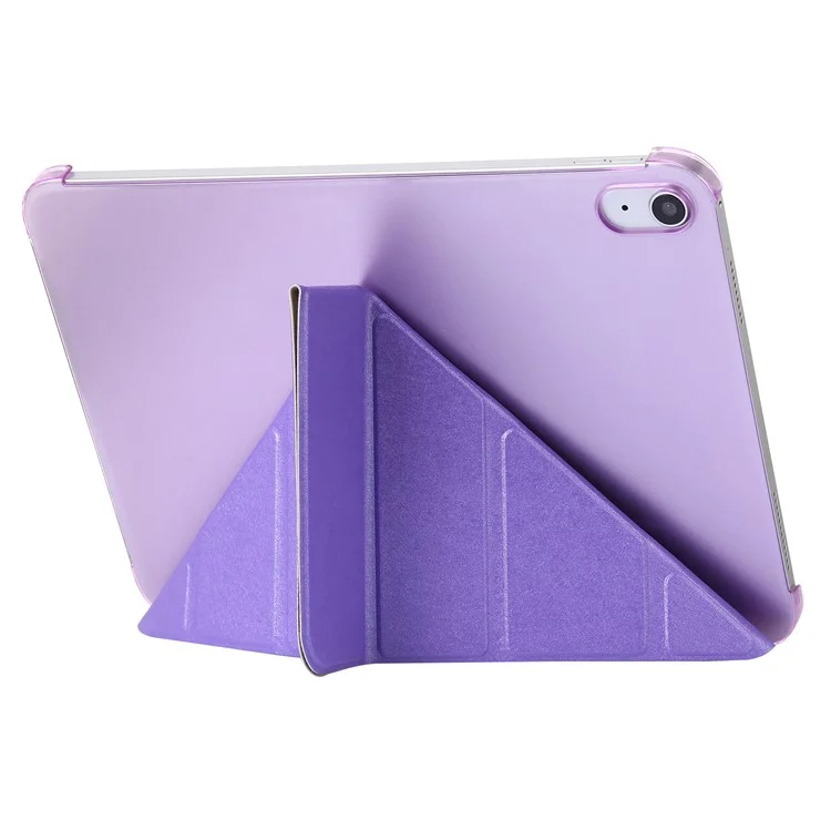 Origami Stand Tablet Cover for iPad (2025) / 10.9 (2022) Silk Texture Auto Wake / Sleep PU Leather Full Protection Case - Purple