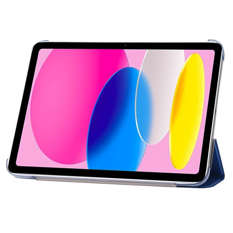 For iPad (2025) / 10.9 (2022) Silk Texture Protective Case PU Leather+PC Tri-Fold Stand Drop-Proof Cover - Blue