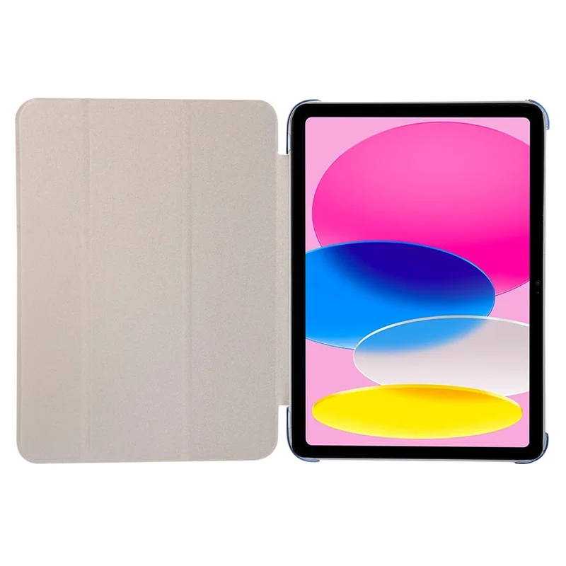 For iPad (2025) / 10.9 (2022) Silk Texture Protective Case PU Leather+PC Tri-Fold Stand Drop-Proof Cover - Blue
