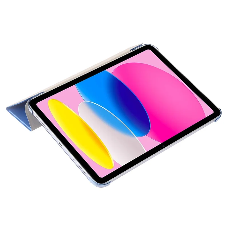 For iPad (2025) / 10.9 (2022) Silk Texture Protective Case PU Leather+PC Tri-Fold Stand Drop-Proof Cover - Blue