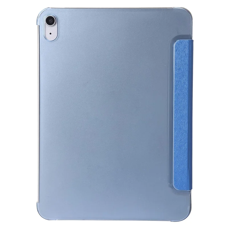 For iPad (2025) / 10.9 (2022) Silk Texture Protective Case PU Leather+PC Tri-Fold Stand Drop-Proof Cover - Blue