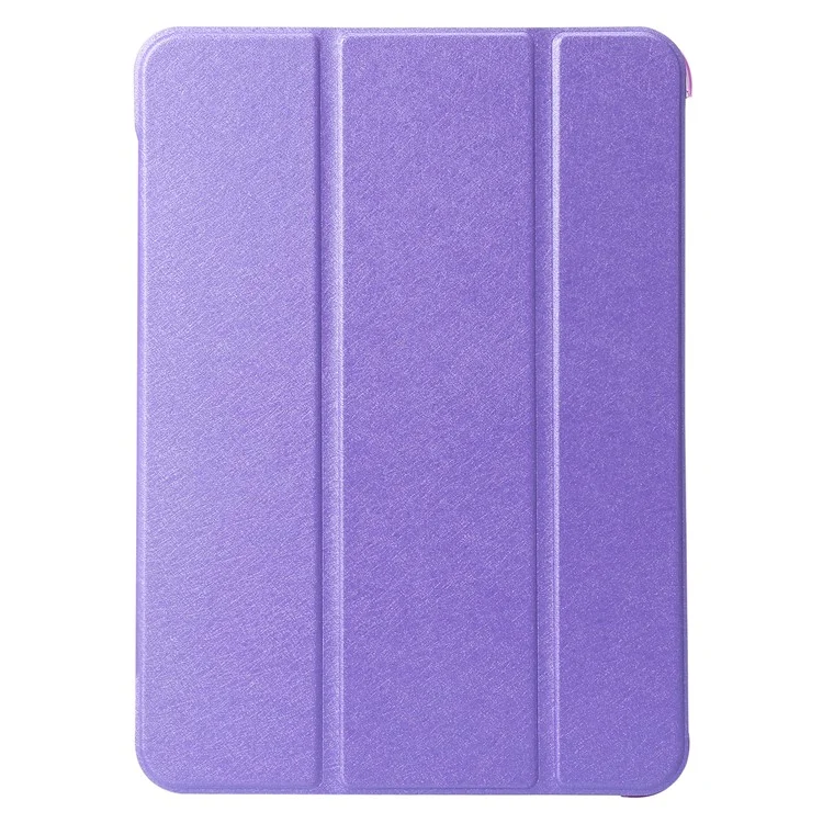 Pour Ipad 10.9 (2022) Case de Protection de la Texture en Soie PU le Cuir pc + pc Tri-fold Stand Troo Toof Cover - Violet