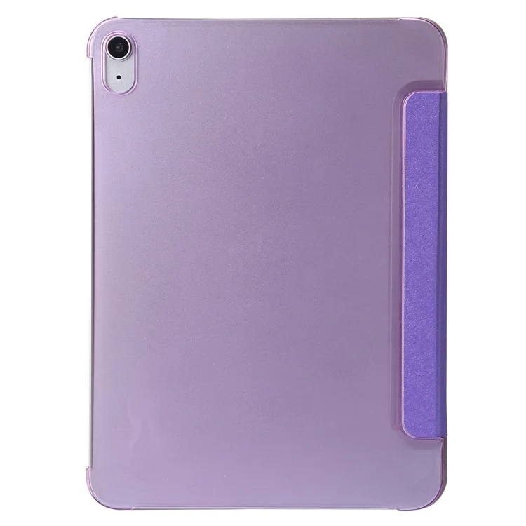 Pour Ipad 10.9 (2022) Case de Protection de la Texture en Soie PU le Cuir pc + pc Tri-fold Stand Troo Toof Cover - Violet