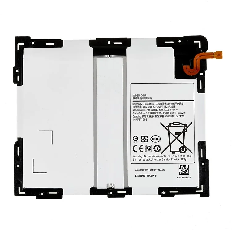 Para o Samsung Galaxy Tab A 10.5 (2018) T590 T595 3,8v 7300mAh Parte do Conjunto da Bateria do Polímero de li (codificação: EB-BT595ABE) (sem Logotipo)