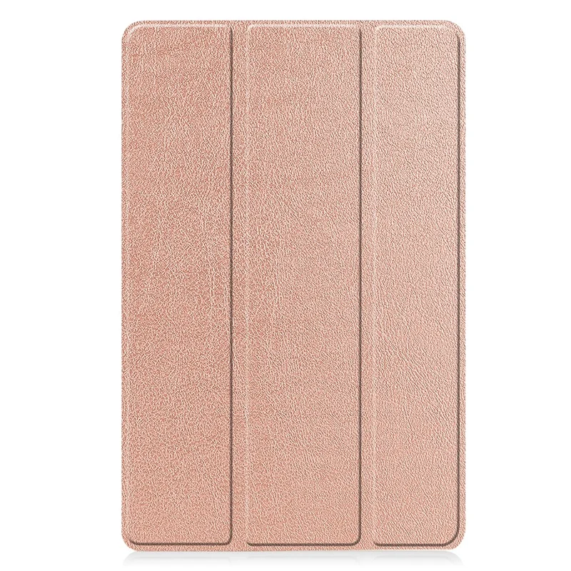 For Nokia T21 Tri-fold Stand Smart Auto Wake / Sleep Cover PU Leather Anti-Scratch Tablet Case - Rose Gold