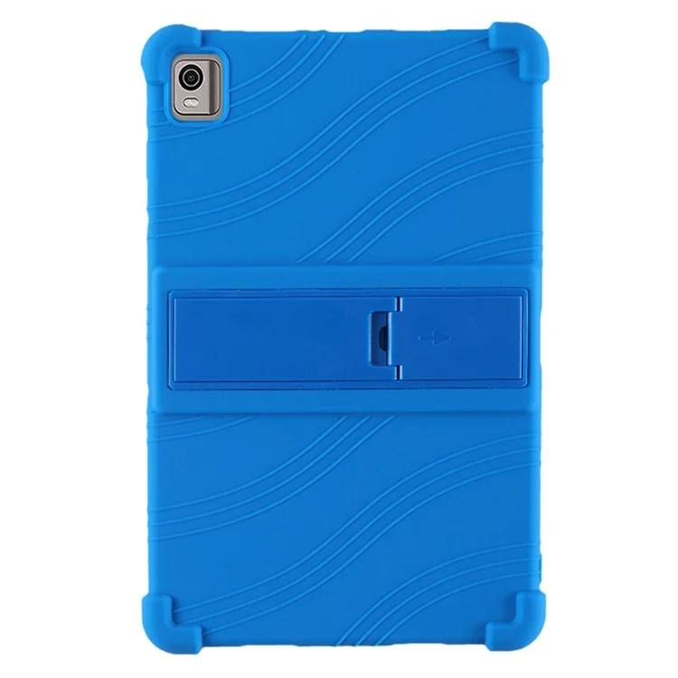 For Nokia T21 Soft Silicone Drop Protective Tablet Case PC Kickstand Shockproof Tablet Cover - Dark Blue