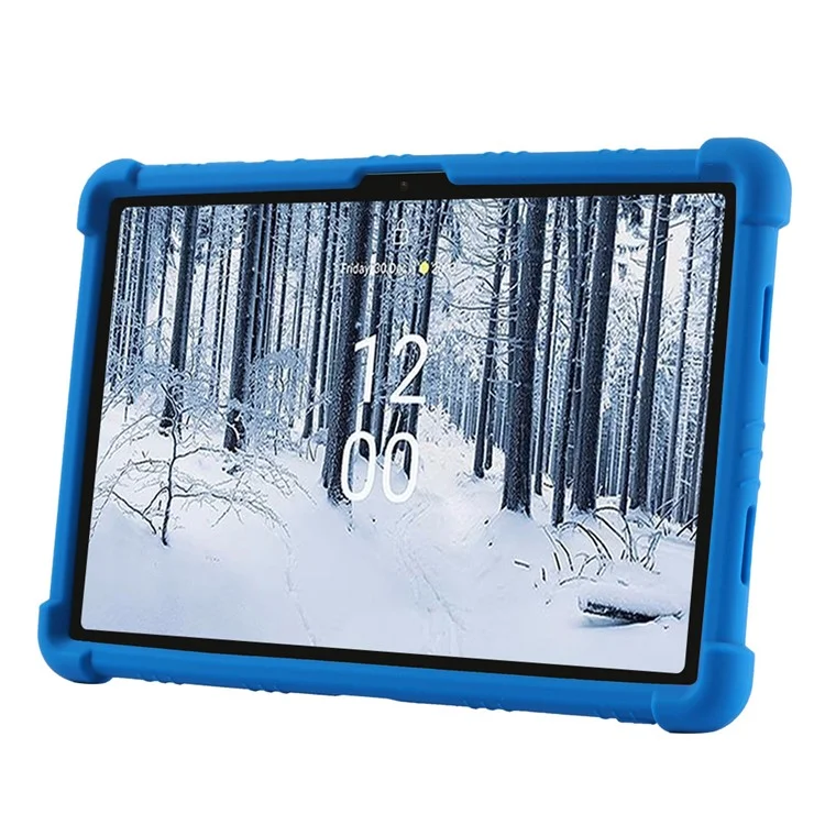 For Nokia T21 Soft Silicone Drop Protective Tablet Case PC Kickstand Shockproof Tablet Cover - Dark Blue