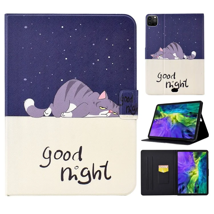 Per iPad Pro 11 (2022) / (2021) / (2020) / (2018) / Air 11 (2024) / Air (2020) / Air (2022) Custodia in pelle PU per tablet - Gatto