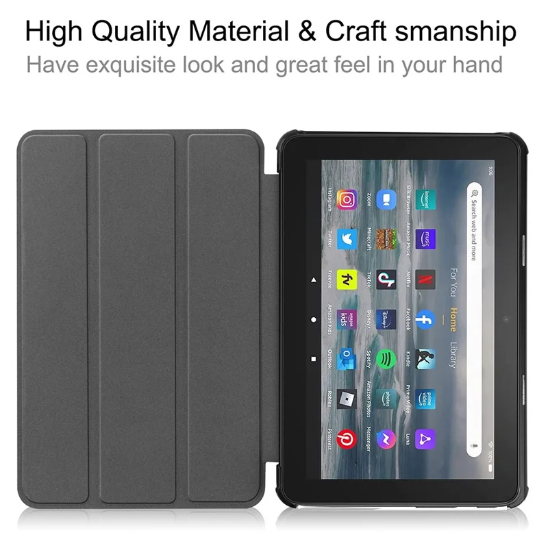 JUNSUNMAY For Amazon Fire 7 (2022) Tri-fold Stand Protective Cover Pattern Printing PU Leather Case with Auto Wake / Sleep - Cat