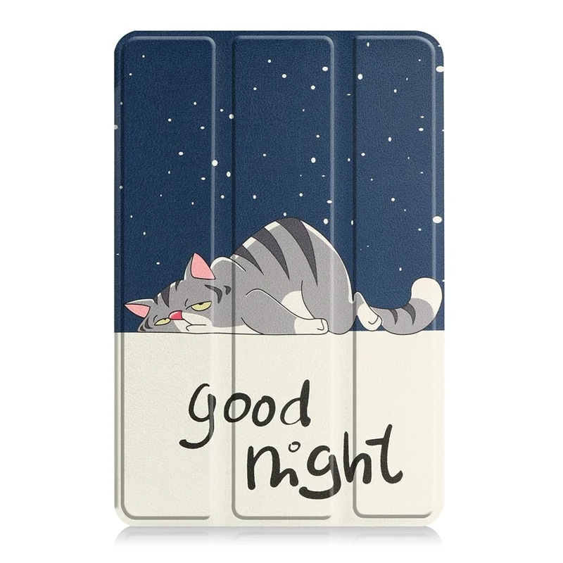 JUNSUNMAY For Amazon Fire 7 (2022) Tri-fold Stand Protective Cover Pattern Printing PU Leather Case with Auto Wake / Sleep - Cat