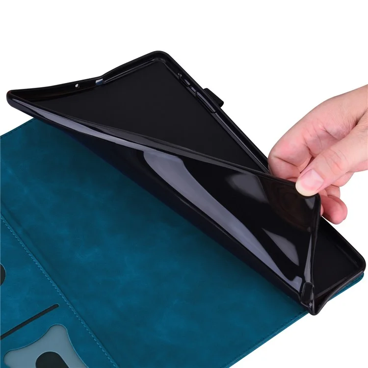 For Lenovo Pad Plus 2023 11.5-inch Business Folio Stand Wallet Case Drop-proof PU Leather Tablet Cover with Elastic Band and Pencil Holder - Blue