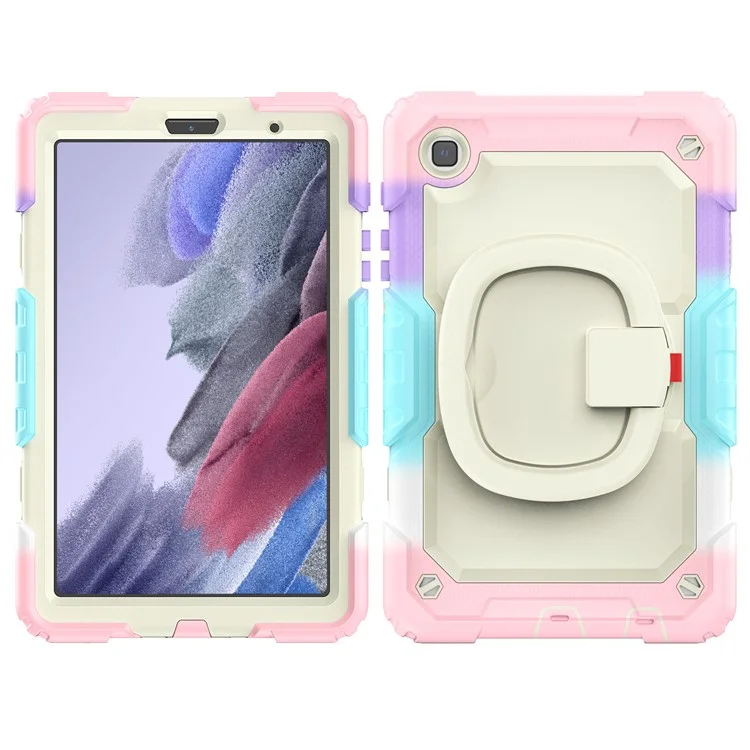 Case di Compresse Anti-drop Per Samsung Galaxy Tab A7 Lite da 8,7 Pollici T220 / T225 PC + Custodia Protettiva in Silicone a 360 Gradi Copertina di Cavallino Rotante Con Spalla - Beige / Mamo Rosa