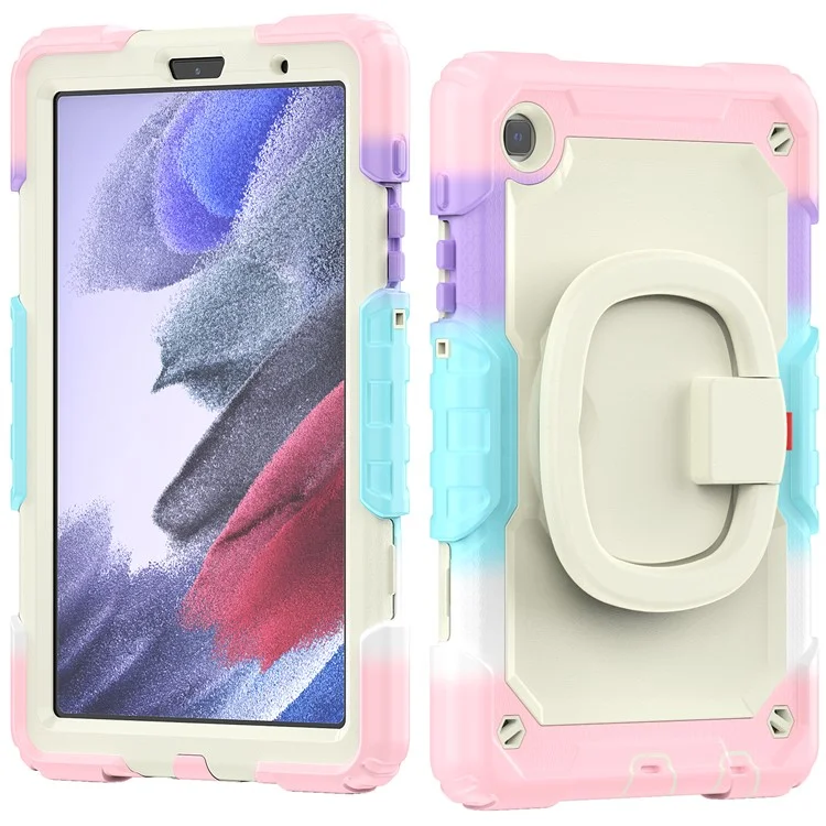 Case di Compresse Anti-drop Per Samsung Galaxy Tab A7 Lite da 8,7 Pollici T220 / T225 PC + Custodia Protettiva in Silicone a 360 Gradi Copertina di Cavallino Rotante Con Spalla - Beige / Mamo Rosa