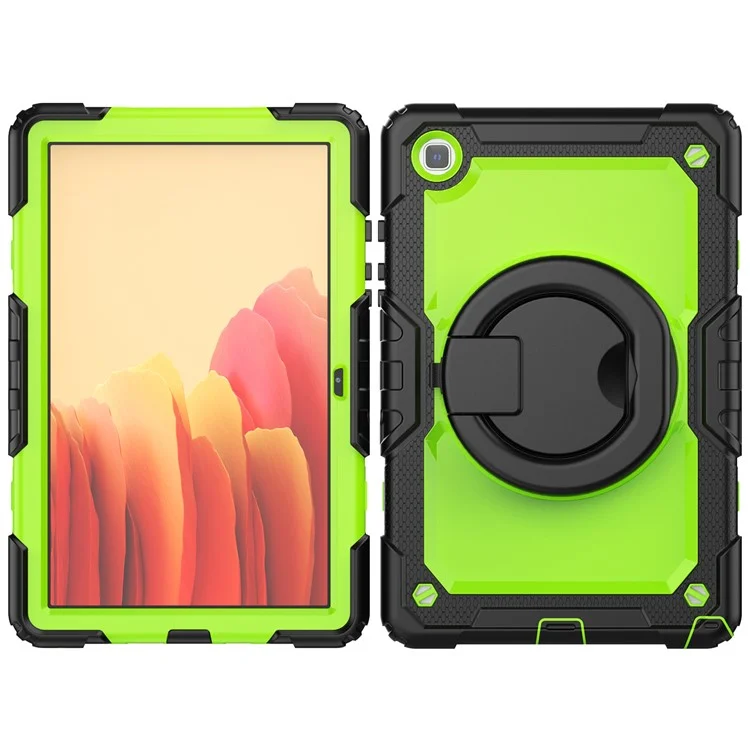 For Samsung Galaxy Tab A7 10.4 (2020) / (2022) T500 / T505 Tablet Case Kickstand PC + Silicone Cover with Shoulder Strap - Black / Lime PC