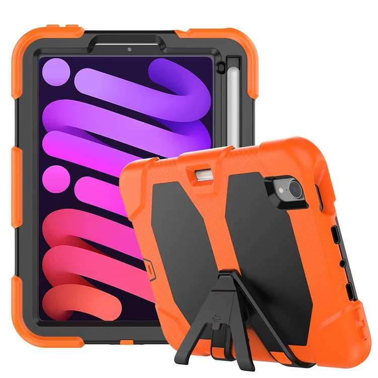 Stoßdämpfer Gehäuse Für Ipad Mini (2021) Anti-drop-pc + Silikon-hülle Integrierte Screen-protektorschicht-tablet-tablet-abdeckung - Orange