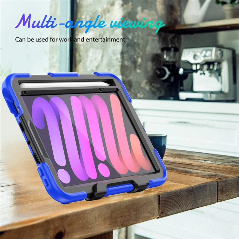 Shockproof Case for iPad mini (2024) / mini (2021) Anti-Drop PC + Silicone Case Scratch Resistant Kickstand Tablet Cover - Dark Blue