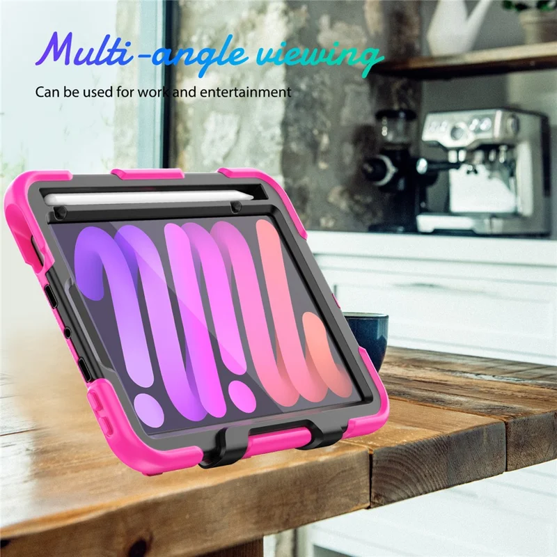 Custodia Antiurto per iPad mini (2024) / mini (2021) Custodia PC + Silicone Anticaduta, Copertura per Tablet con Supporto Pieghevole Resistente ai Graffi - Rosa